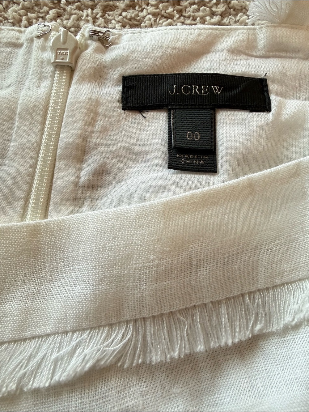 J.Crew White 100% Linen Fringe Tiered Tank Top – Size 00